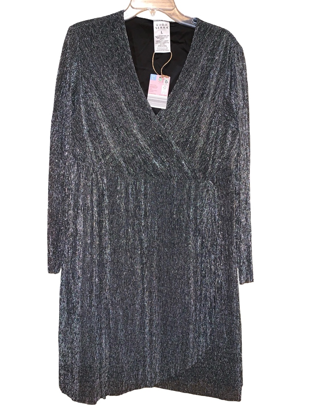 Serra Ladies Metallic Pleated Dress Size Large NWT
